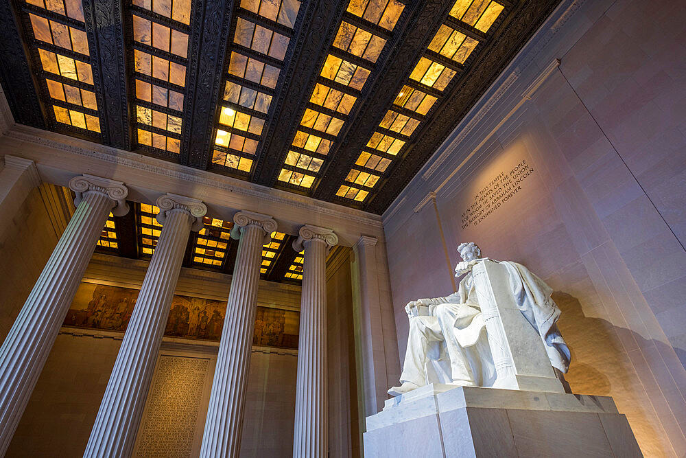 Interior of the Lincoln Memorial, National Mall, Washington DC, United States of America, North America