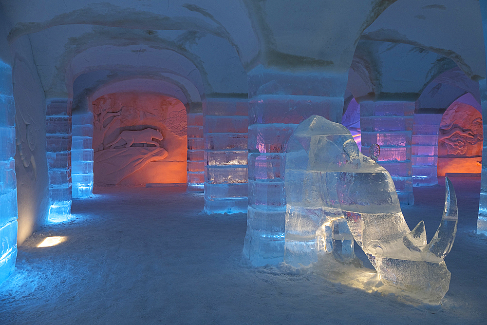 Inside the Sorrisniva Igloo Hotel (Ice Hotel), Alta, Arctic Cirle, Norway, Scandinavia, Europe