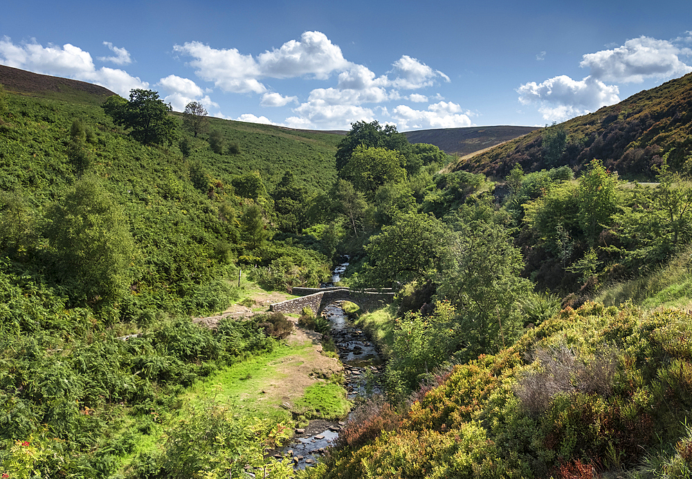 Derbyshire Bridge and the River Goyt in summer, Goyt Valley, Peak District National Park, Derbyshire, England, United Kingdom, Europe