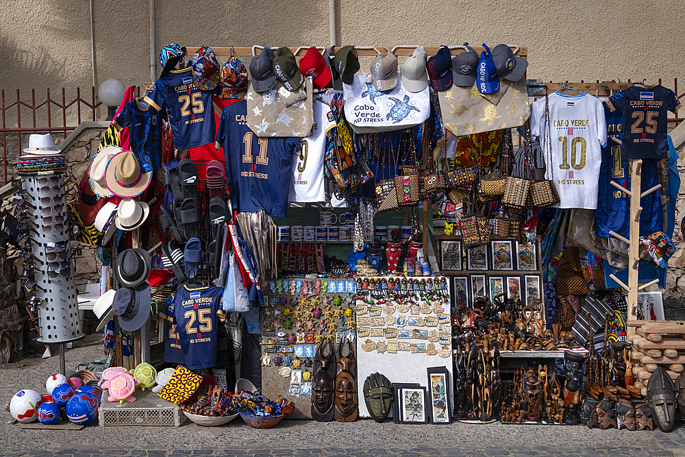 Tourist souvenirs on Market Stall in Cape Verde, Santa Maria, Sal, Cape Verde Islands, Atlantic, Africa