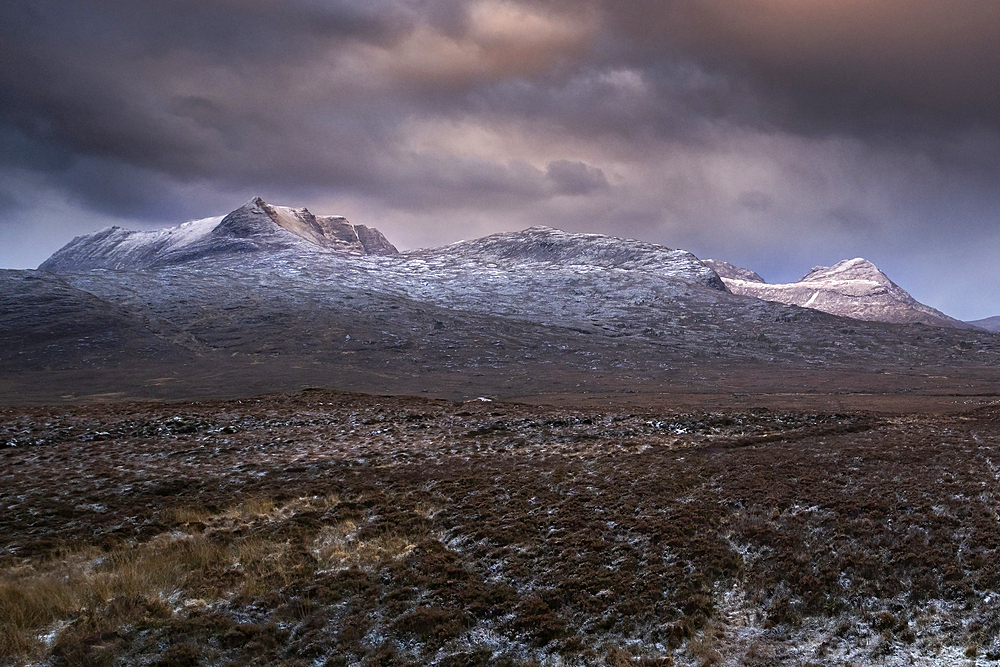 Ben Mor Coigach and Beinn an Eoin in winter, Assynt Mountains, Assynt-Coigach National Scenic Area, Sutherland, Scottish Highlands, Scotland, United Kingdom, Europe