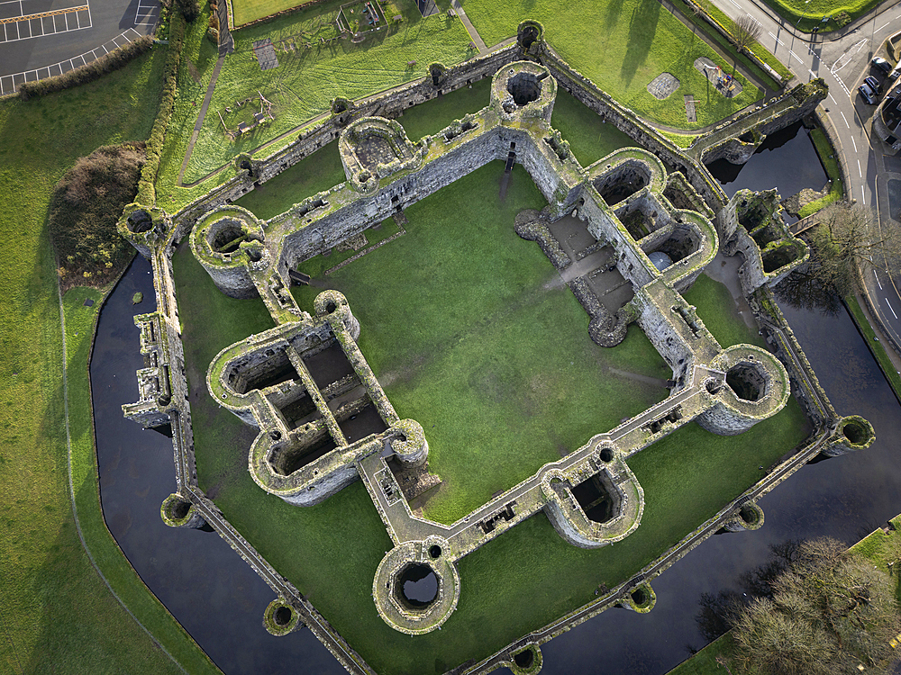 Aerial View of Beaumaris Castle, Beaumaris, Isle of Anglesey, North Wales, UK