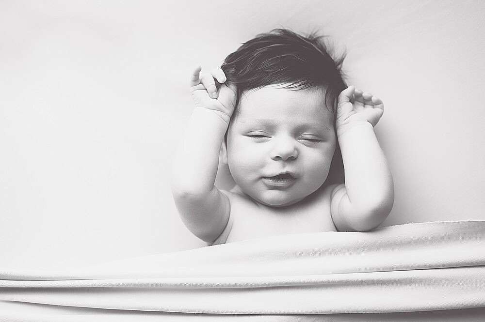 Sleeping baby, studio shot, United Kingdom, Europe