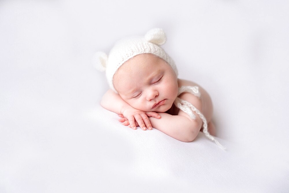 Sleeping baby, studio shot, United Kingdom, Europe