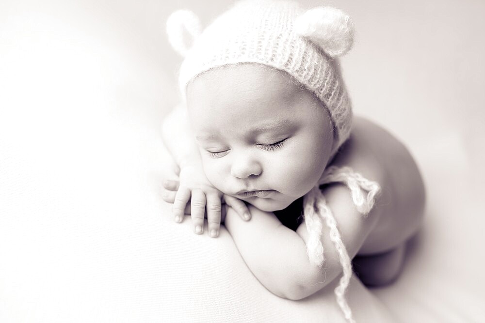 Sleeping baby, studio shot, United Kingdom, Europe