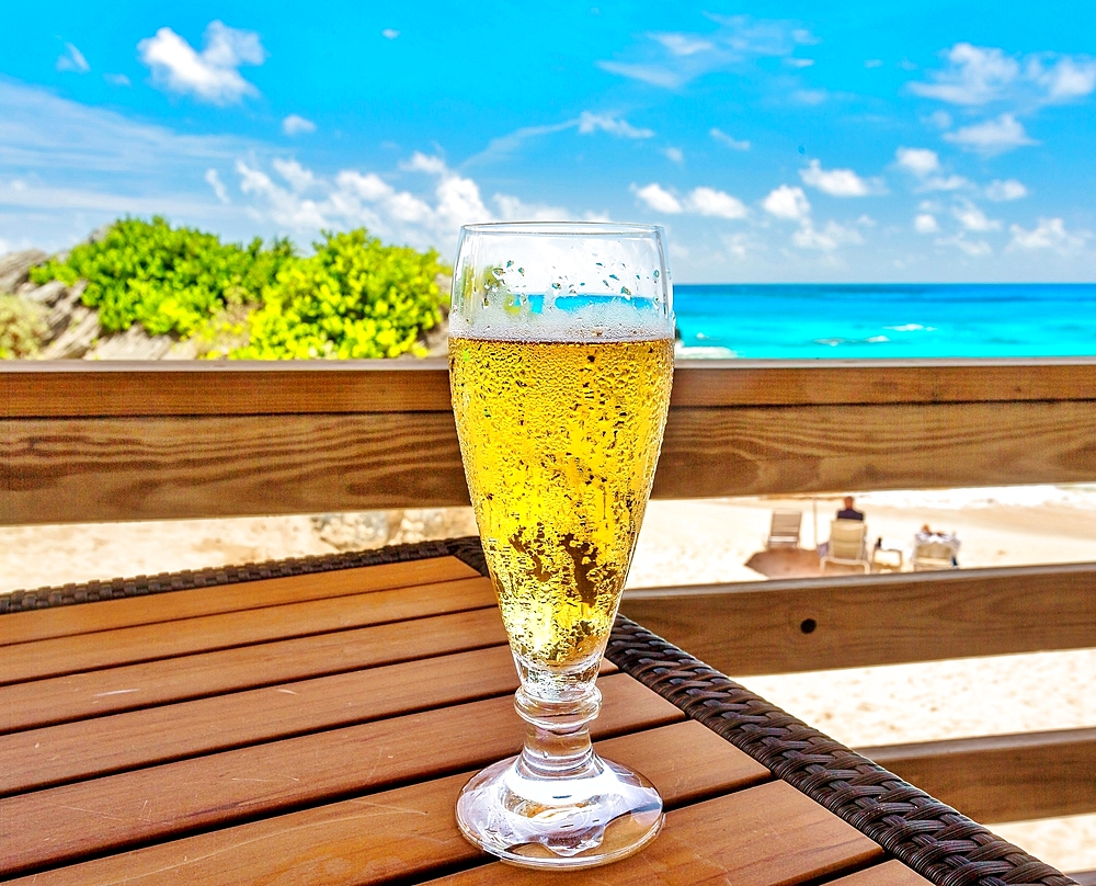 Cold beer on a hot day by the beach, South Shore, Bermuda, North Atlantic