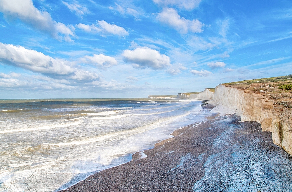 The Seven Sisters chalk cliffs at Birling Gap, South Downs National Park, East Sussex, England, United Kingdom, Europe