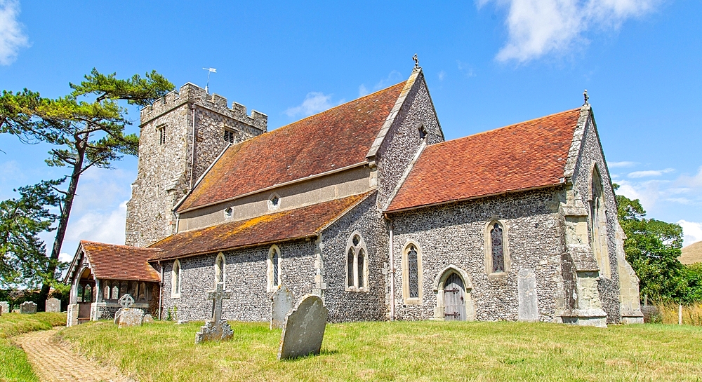 St. Andrew's Church, parts of building date from the 12th century, Beddingham, near Lewes, East Sussex, England, United Kingdom, Europe