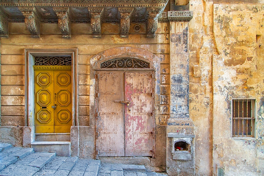 Old doorways in central Valletta, Malta, Mediterranean, Europe