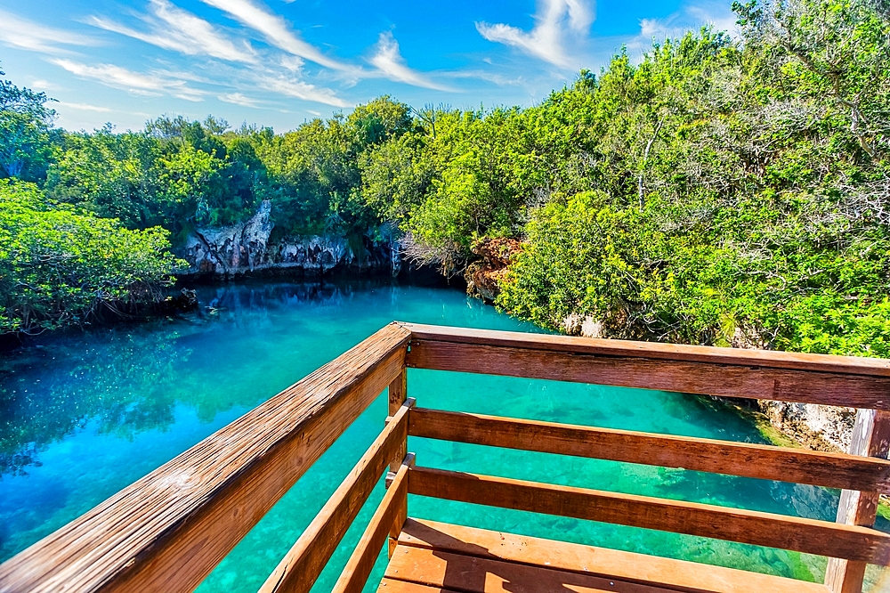 The Blue Hole, a popular destination for swimming, caving and cliff jumping, Blue Hole Park, Hamilton Parish, Bermuda, Atlantic, North America