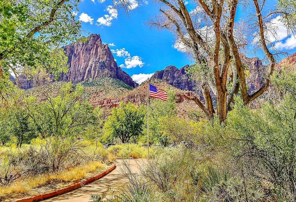 Watchman Mountain rising over the Zion National Park, Utah, USA.