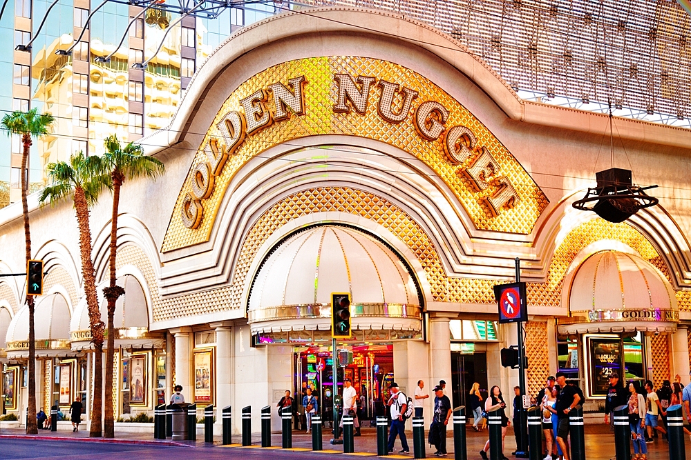 The historic Golden Nugget Casino and Hotel, part of the Fremont Street Experience, Las Vegas, Nevada, United States of America, North America