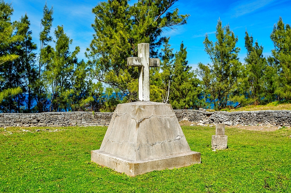 Ferry Reach Military Cemetery, St George, Bermuda. The cemetery contains the remains of soldiers of the British Army Bermuda Garrison who died of yellow fever in or around 1864.