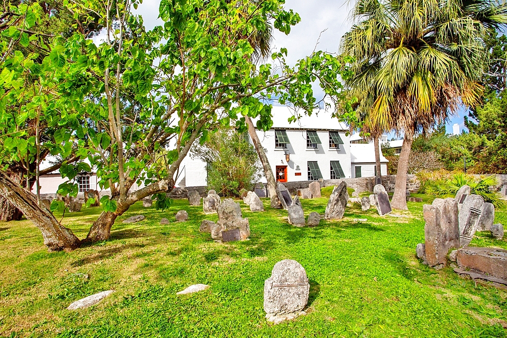 Burial Ground for Slaves and Free Blacks at St Peter's Churchyard, St George, Bermuda. At least 180 graves are here and burials continued until 1854. St Peter's is part of the UNESCO recognised African Diaspora Heritage Trail.