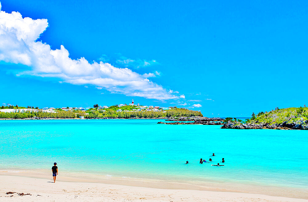 Bathers at Turtle Bay, St. David's, Bermuda, Atlantic, Central America