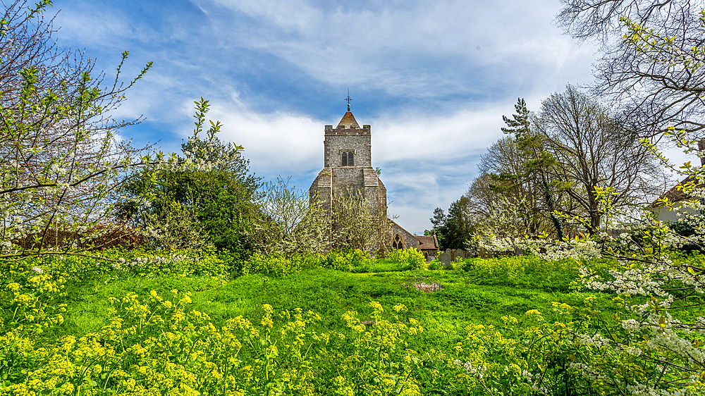 St Peter's Church in the village of Firle, East Sussex, England, UK. It dates from the 12th Century and is still in use today.