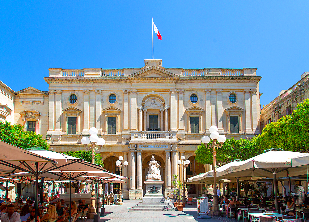 The National Library of Malta in Valletta, also known as the Bibliotheca. Built in Republic Square in 1786, it contains a research and reference library and the archive of the Order of St John.