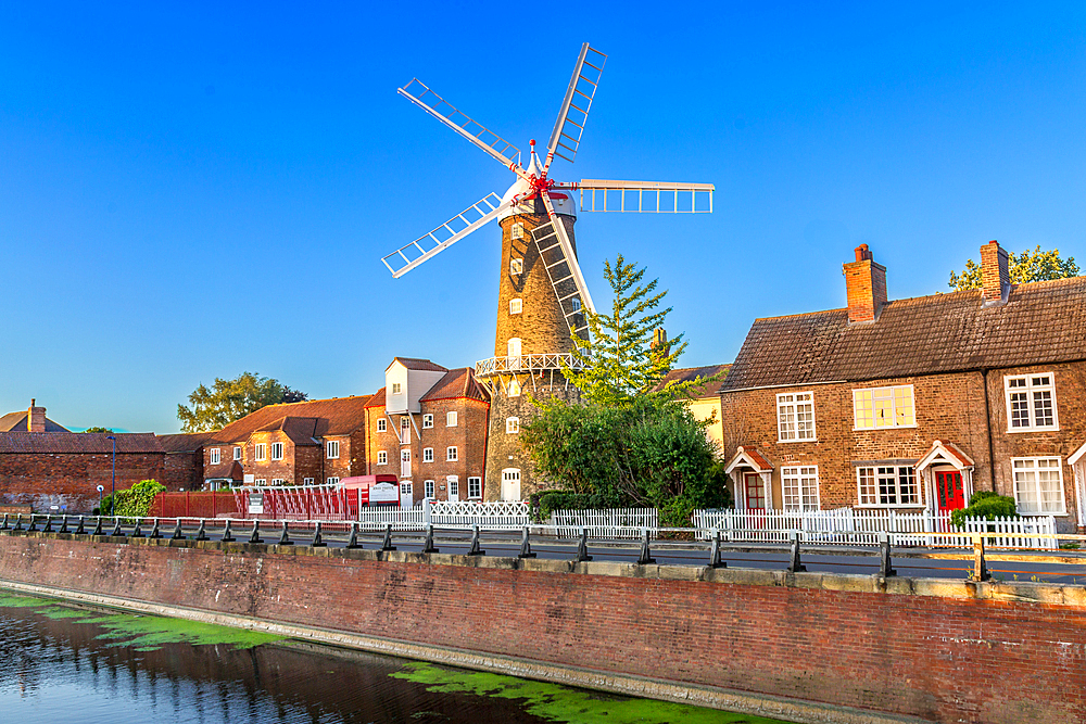 The Maud Foster Windmill in Boston, Lincolnshire, England, UK. It is seven stories high, was built in 1819 and is still in working condition.