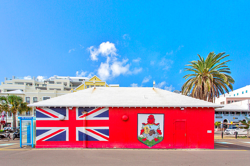 Patriotic building on Front Street, Hamilton, Bermuda, Atlantic, Central America