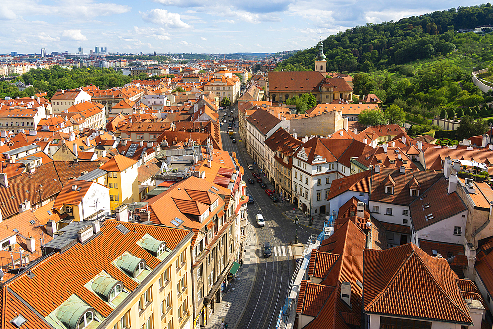 Lesser Town as seen from St. Nicholas Bell Tower, UNESCO World Heritage Site, Prague, Bohemia, Czech Republic (Czechia), Europe