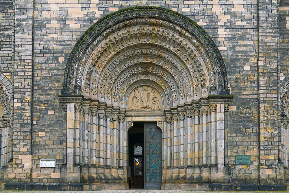 Entrance of Saint Cyril and Methodius Church, Karlin, Prague, Czech Republic (Czechia), Europe