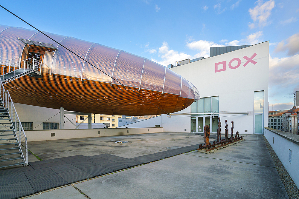 Exterior of airship at DOX art hub, Holesovice, Prague, Bohemia, Czech Republic (Czechia), Europe