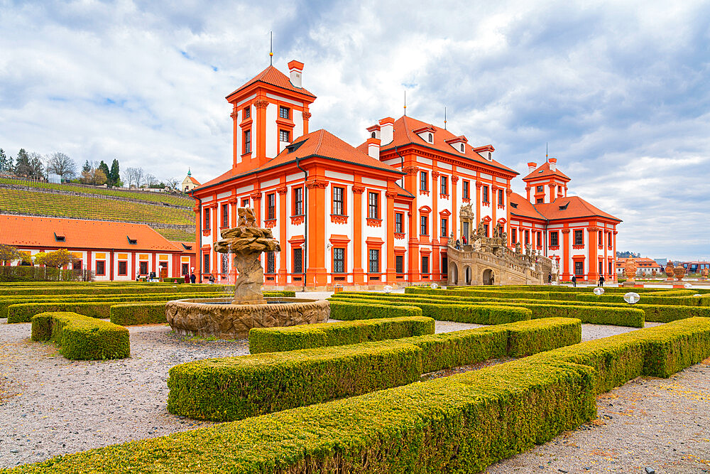 Baroque Troja Chateau in spring, Prague, Bohemia, Czech Republic