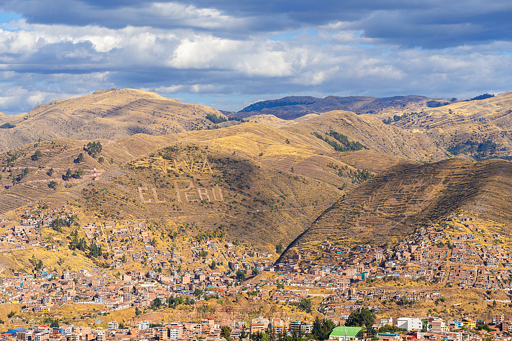 Elevated view of Cusco (Cuzco) city, Cusco Province, Cusco Region, Peru, South America