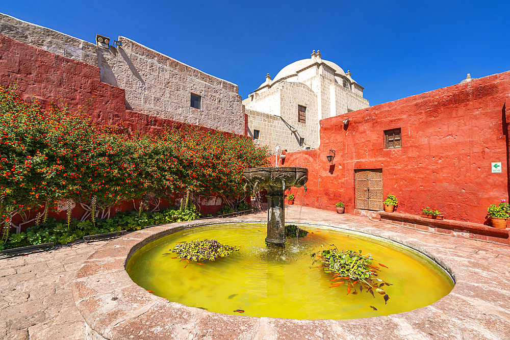 Fountain at Monastery of Santa Catalina de Siena, UNESCO World Heritage Site, Arequipa, Arequipa Province, Arequipa Region, Peru, South America