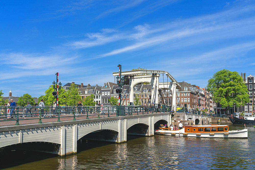 Magere Brug bridge (Skinny Bridge) over Amstel River, Amsterdam, The Netherlands, Europe