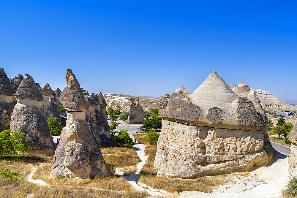 Fairy chimney rock formations, Pasabag Valley, Cavusin, Cappadocia, Anatolia, Turkey, Asia Minor, Asia