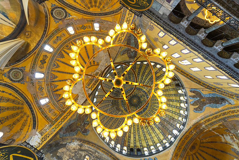 Interior of Hagia Sophia Mosque, Sultanahmet, UNESCO World Heritage Site, Fatih District, Istanbul Province, Turkey, Europe