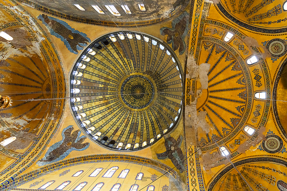 Interior of Hagia Sophia Mosque, Sultanahmet, UNESCO World Heritage Site, Fatih District, Istanbul Province, Turkey, Europe