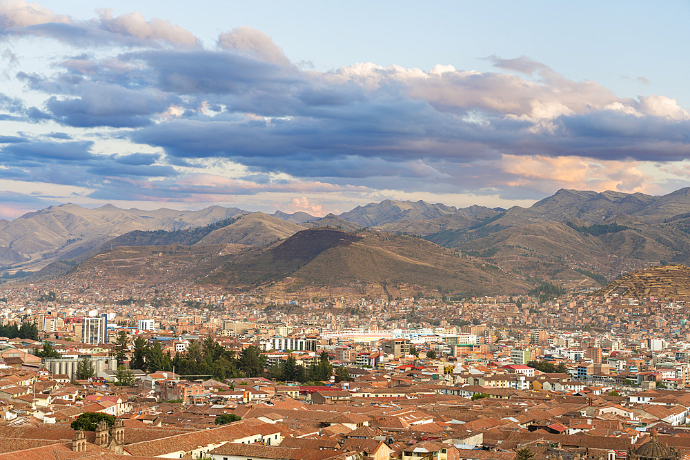 Hills around Cusco at dusk, Cusco, UNESCO World Heritage Site,Cusco Province, Cusco Region, Peru, South America