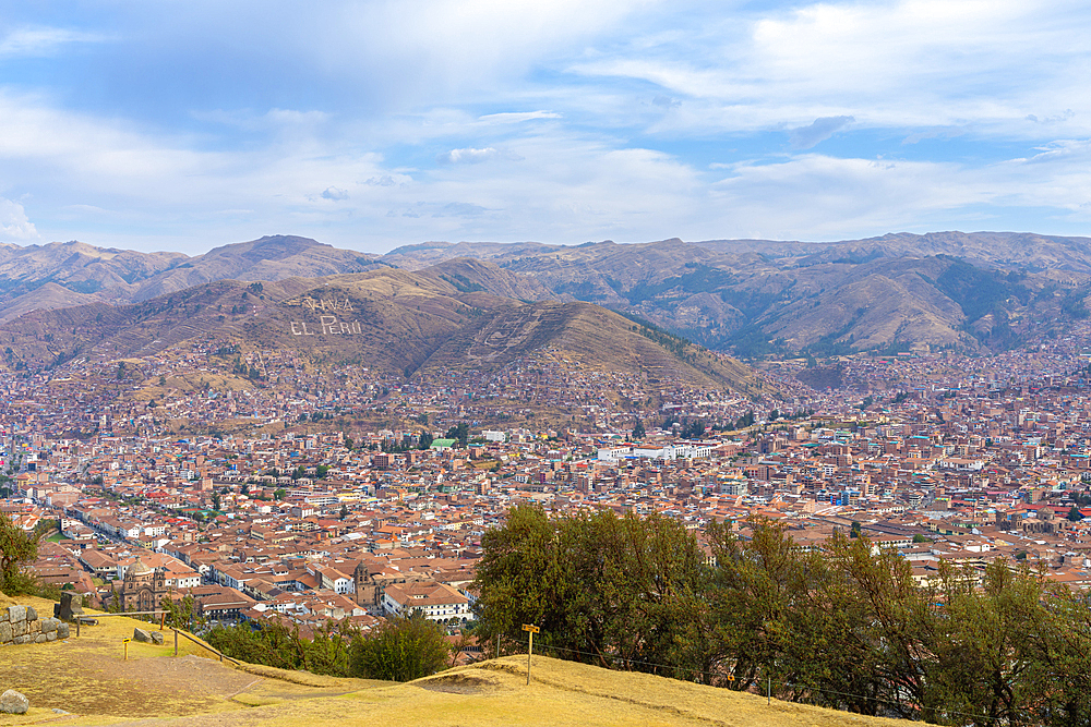 Elevated view of Cusco, UNESCO World Heritage Site, Cusco Region, Peru, South America