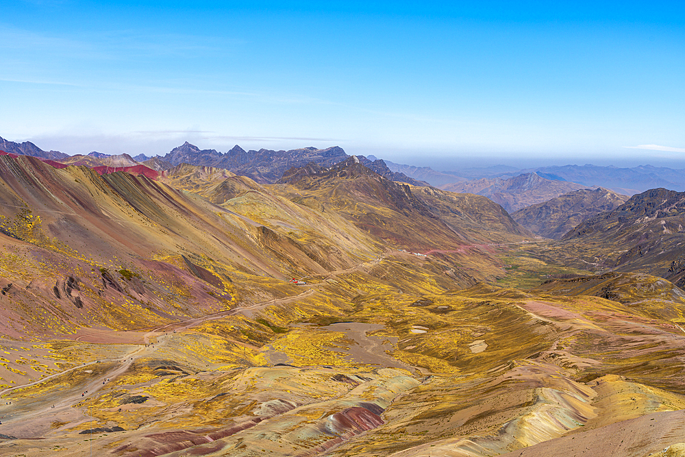 Valley and mountains in the Andes near Rainbow Mountain, Pitumarca District, Cusco (Cuzco) Region, Peru, South America, South America