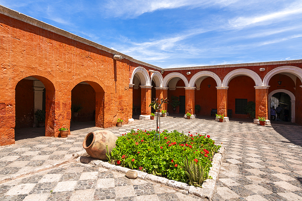 Red section of Cloister and Monastery of Santa Catalina de Siena, UNESCO World Heritage Site, Arequipa, Peru