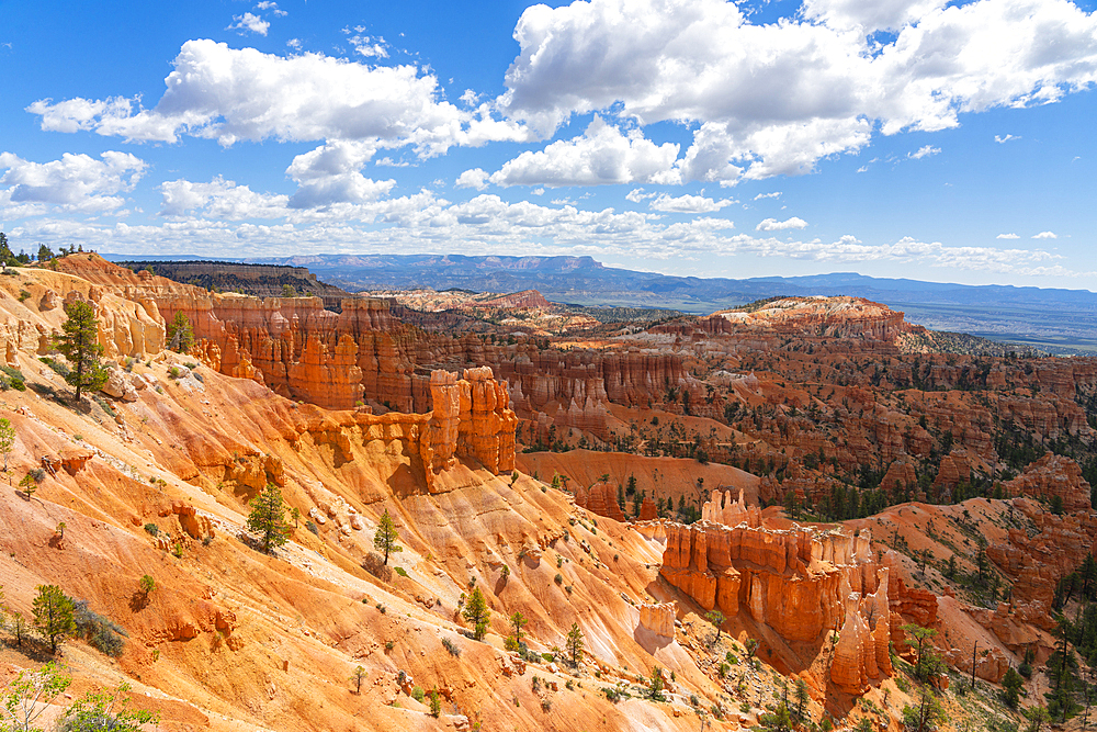 Scenic view of hoodoos and rock formations, Rim Trail near Sunset Point, Bryce Canyon National Park, Utah, United States of America, North America