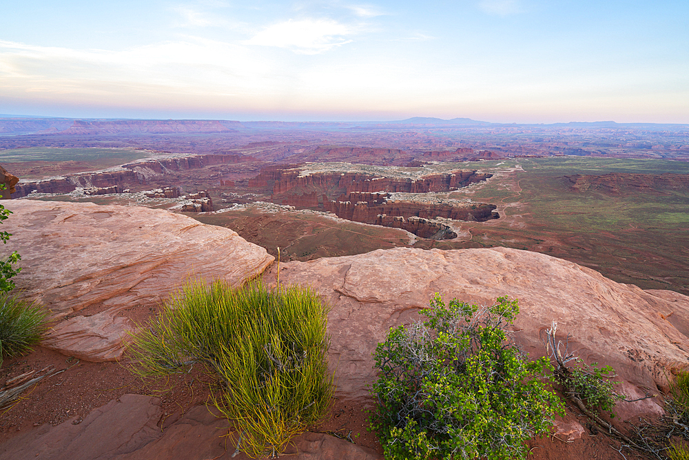 Dramatic canyon terrain at Grand View Point at dusk, Canyonlands National Park, Utah, USA