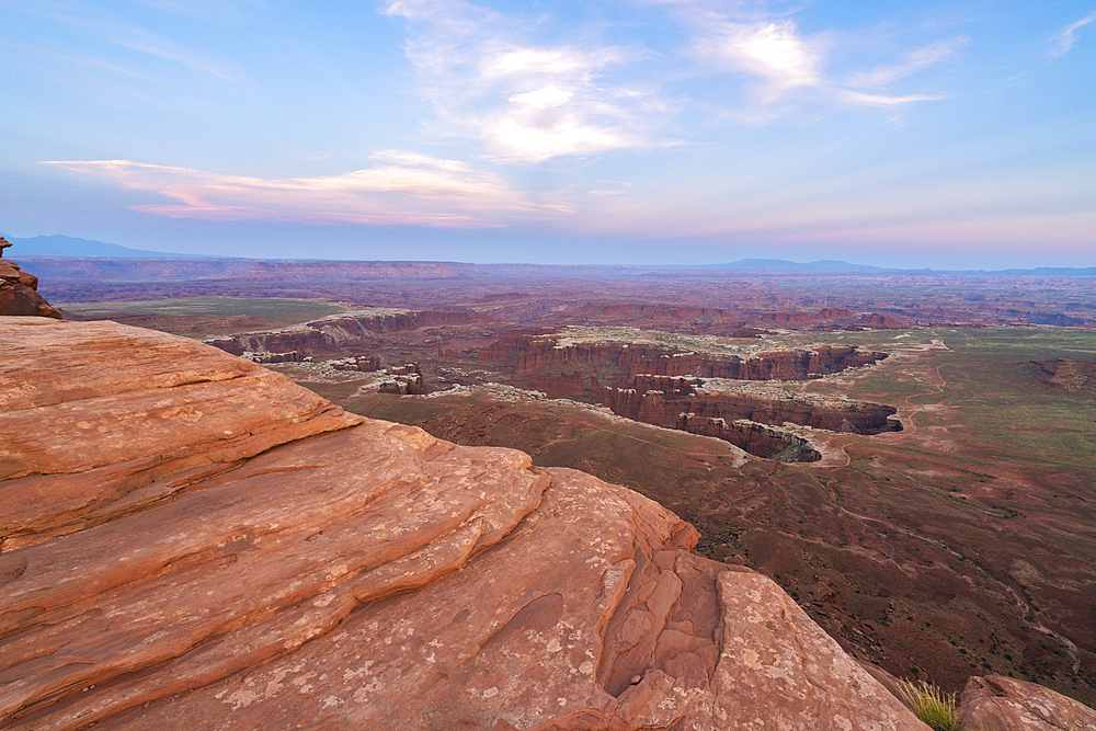 Dramatic canyon terrain at Grand View Point at dusk, Canyonlands National Park, Utah, USA