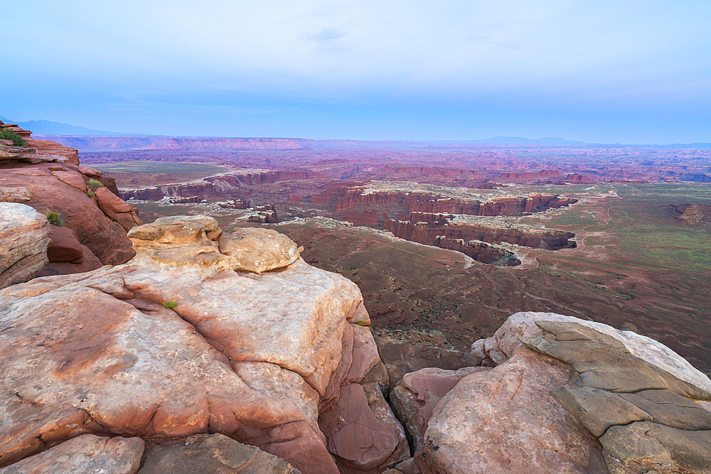 Dramatic canyon terrain at Grand View Point at dusk, Canyonlands National Park, Utah, United States of America, North America