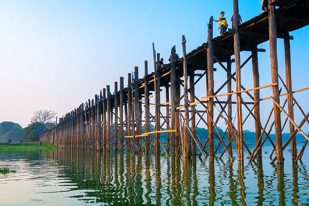 U Bein bridge over Taungthaman Lake, Amarapura, Mandalay, Myanmar