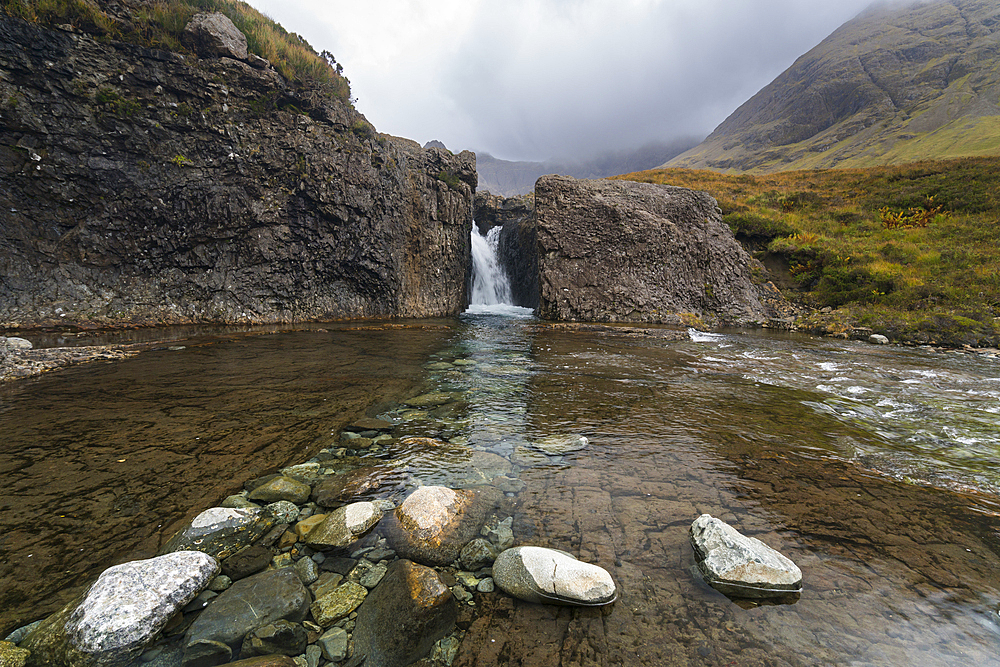 Waterfall at Fairy Pools, Isle of Skye, Inner Hebrides, Scotland, United Kingdom, Europe