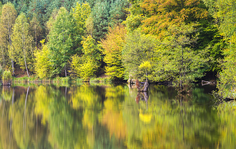 Idyllic shot of Kacirek pond during autumn, Kokorinsko, Central Bohemia, Czech Republic (Czechia), Europe