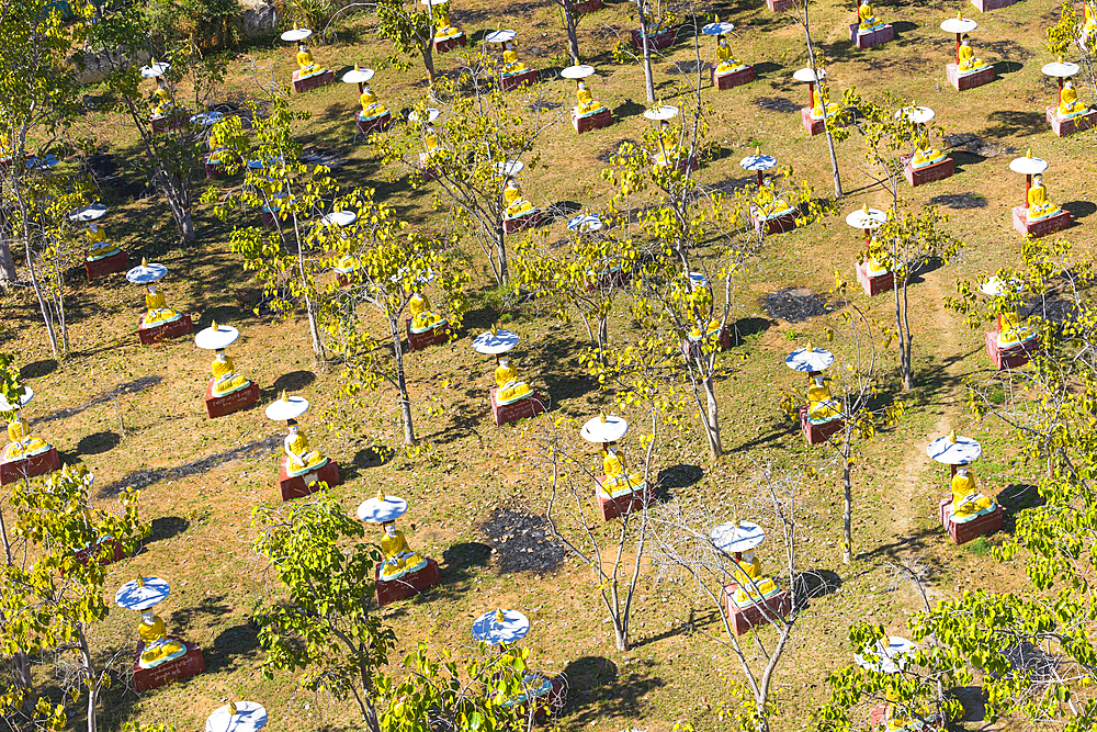 High angle view of Garden of Thousand Buddhas, Monywa, Myanmar (Burma), Asia