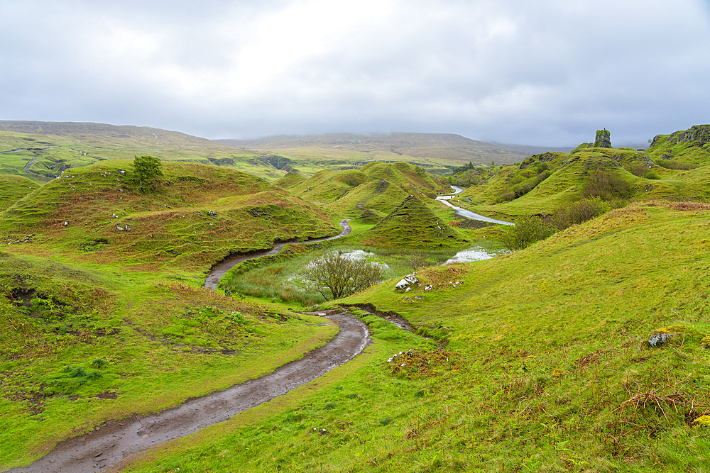 Landscapes in Fairy Glen, Isle of Skye, Inner Hebrides, Highland Region, Scotland, United Kingdom, Europe