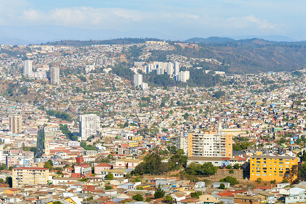 Scenic view of Valparaiso, Valparaiso, Valparaiso Province, Valparaiso Region, Chile, South America