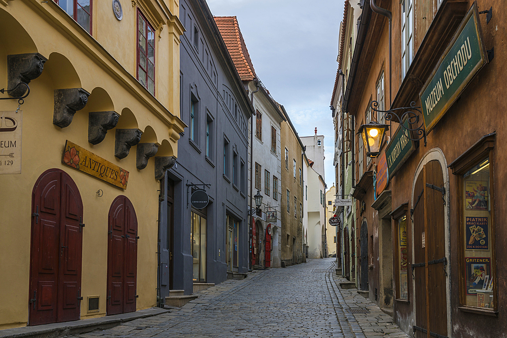 Radnicni street in historical center of Cesky Krumlov, UNESCO World Heritage Site, Cesky Krumlov, Czech Republic (Czechia), Europe