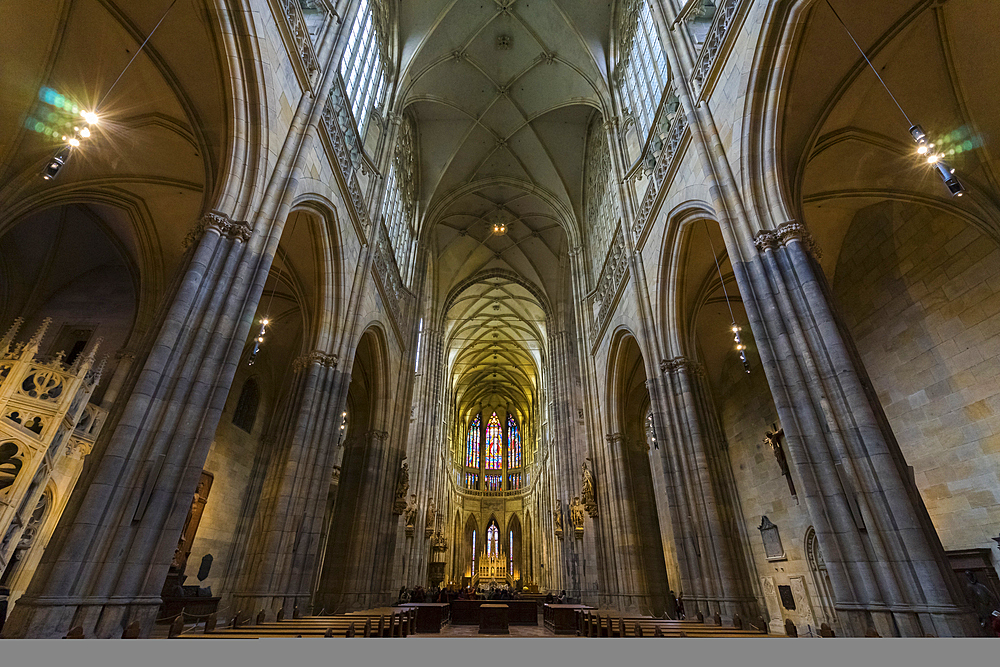 Interior of St. Vitus Cathedral, Prague, Bohemia, Czech Republic (Czechia), Europe