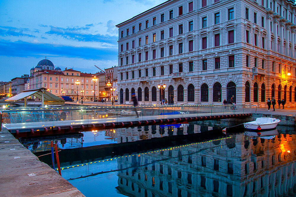 Blue hour on the Borgo Teresiano, Trieste, Friuli Venezia Giulia, Italy, Europe